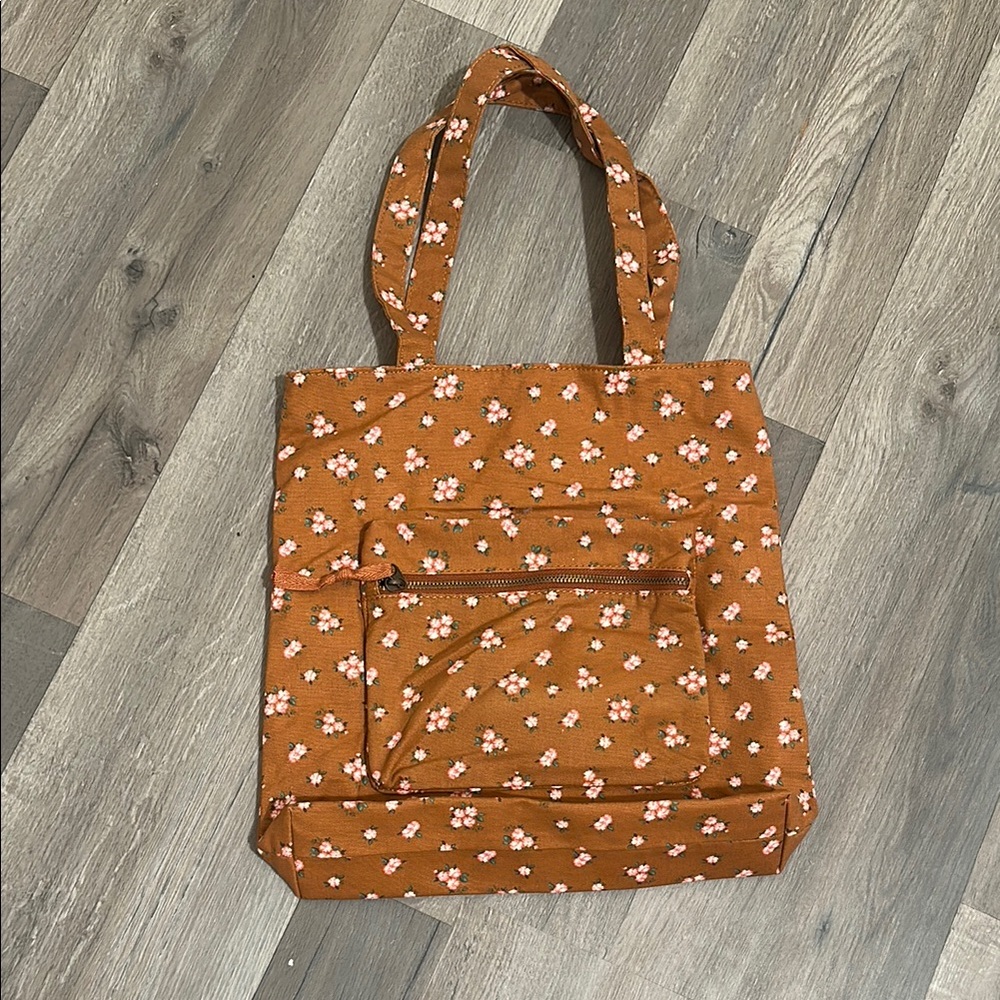 Floral Brown Tote Bag